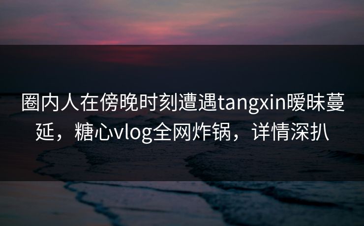 圈内人在傍晚时刻遭遇tangxin暧昧蔓延，糖心vlog全网炸锅，详情深扒