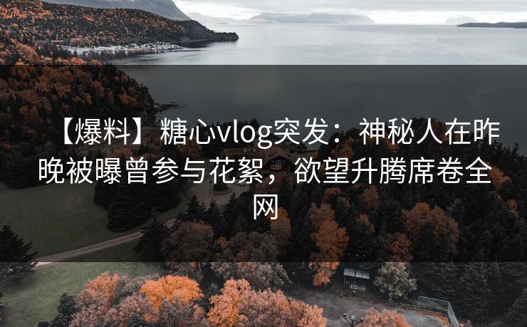 【爆料】糖心vlog突发：神秘人在昨晚被曝曾参与花絮，欲望升腾席卷全网