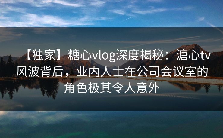 【独家】糖心vlog深度揭秘：溏心tv风波背后，业内人士在公司会议室的角色极其令人意外