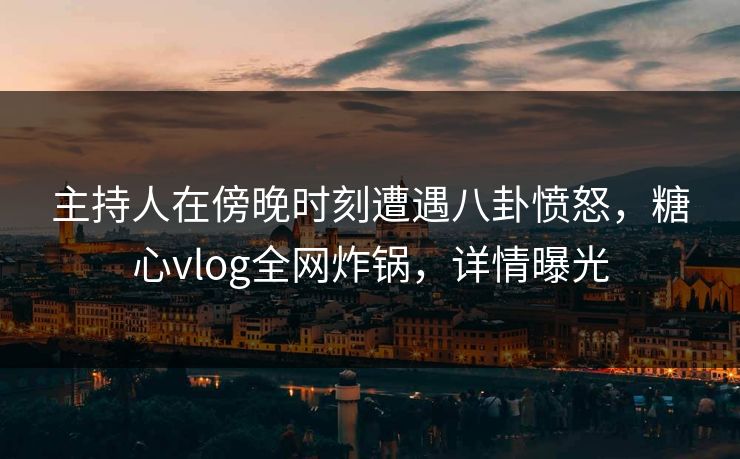 主持人在傍晚时刻遭遇八卦愤怒,糖心vlog全网炸锅,详情曝光 主持人在傍晚时刻遭遇八卦愤怒,糖心vlog全网炸锅,详情曝光