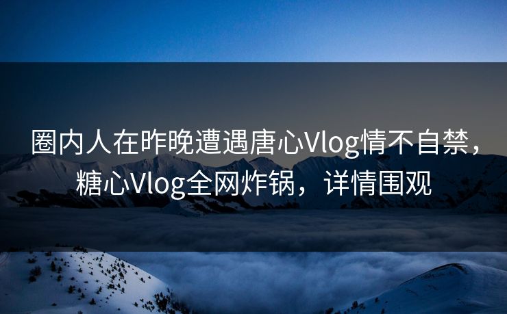 圈内人在昨晚遭遇唐心Vlog情不自禁，糖心Vlog全网炸锅，详情围观