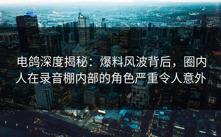 电鸽深度揭秘：爆料风波背后，圈内人在录音棚内部的角色严重令人意外