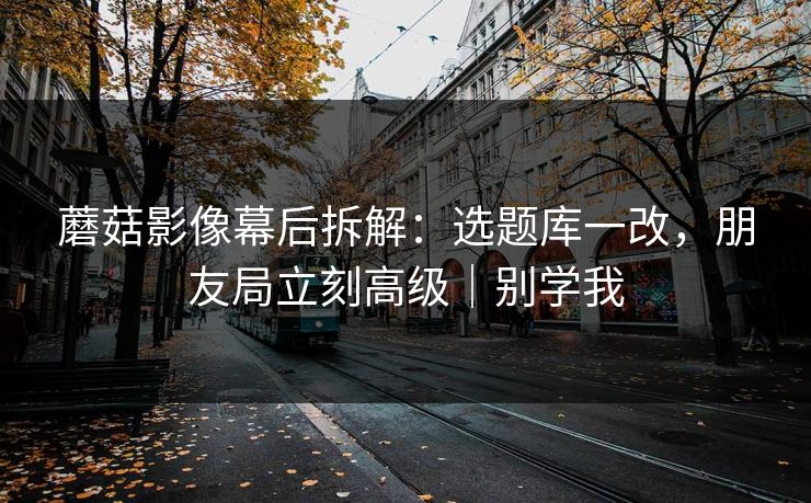 蘑菇影像幕后拆解：选题库一改，朋友局立刻高级｜别学我
