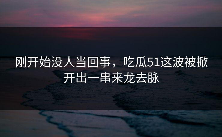 刚开始没人当回事，吃瓜51这波被掀开出一串来龙去脉